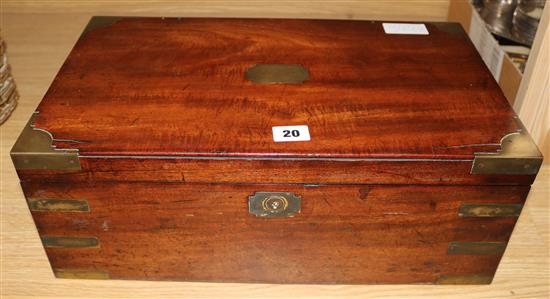 A mahogany writing slope, with brass binding